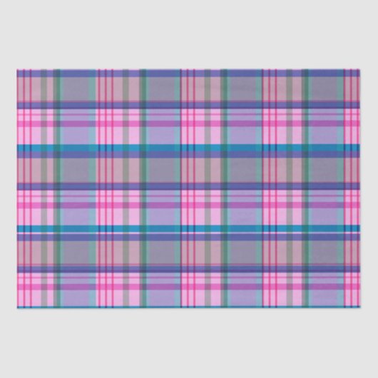 Cute Preppy Retro Plaid Pattern in Pink and Blue Seidenpapier (Vorderseite)