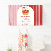 Cute Preppy Striped Berry First Birthday Welcome Banner (Insitu)