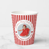 Cute Preppy Striped Berry First Girl Birthday Pappbecher (Vorderseite)