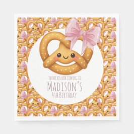 Cute Pretzel Girl Birthday Party Serviette