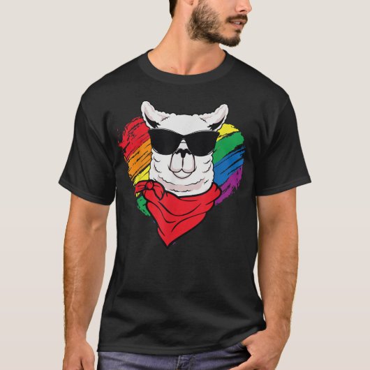 Cute Pride LLama Sunglasses Funny LGBTRainbow T-Shirt (Vorderseite)