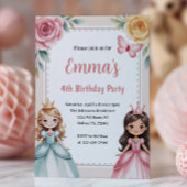 Cute Princess 4th Birthday Party Einladung