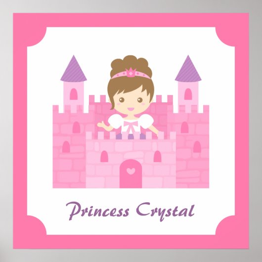 Cute Princess in Pink Castle Girls Bedroom Decor Poster (Vorne)