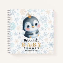 Cute Princess Penguin Baby Shower Guest Book Notizblock