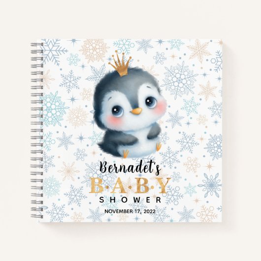 Cute Princess Penguin Baby Shower Guest Book Notizblock (Vorderseite)