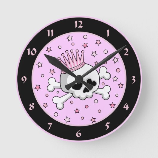 Cute Princess Skull Runde Wanduhr (Vorderseite)