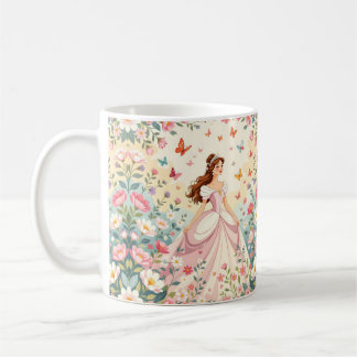 Cute princess with butterflies kaffeetasse