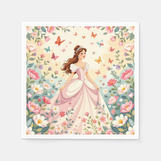 Cute princess with butterflies serviette (Vorderseite)
