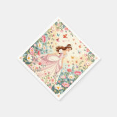 Cute princess with butterflies serviette (Ecke)