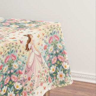 Cute princess with butterflies tischdecke