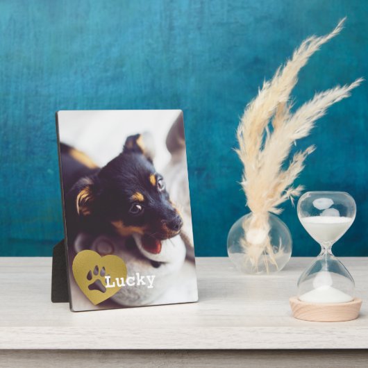 Cute Printed Gold Paw Print Pet Foto Fotoplatte (Seite)