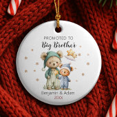 Cute promoted to big brother teddy bears christmas keramik ornament