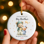 Cute promoted to big brother teddy bears christmas keramik ornament