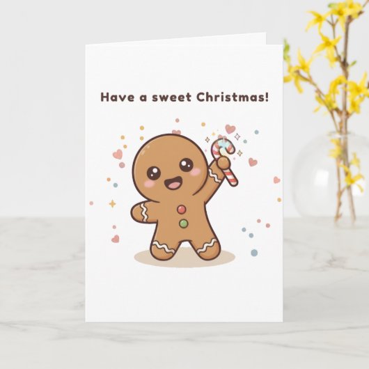Cute Puchi Dōshi Gingerbread Card Karte (Gelbe Blume)