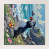 Cute Puffin on the Seashore themed Puzzle (Horizontal)