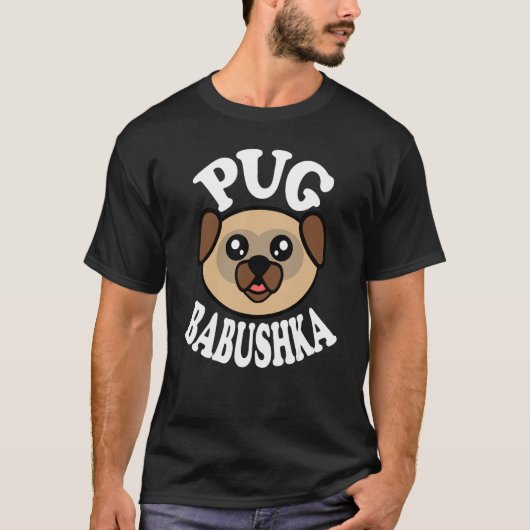 Cute Pug Babushka T-Shirt (Vorderseite)