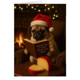 Cute Pug 'Cheese Tax' Christmas card