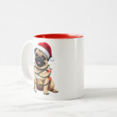 Cute Pug Christmas Santa Pet Dog Lover  Zweifarbige Tasse (Vorderseite Links)