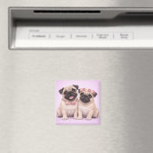 Cute Pug Couple Valentine Illustration  Magnet (In Situ (Geschirrspüler))