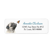 Cute Pug Dog Butterfly Wonder Return Address (Vorne)