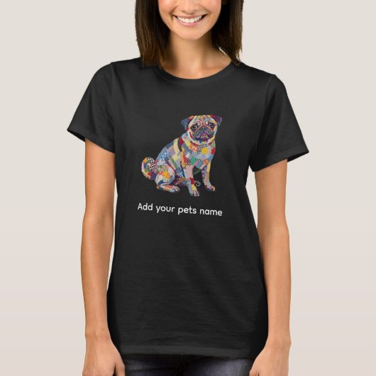 Cute Pug Dog Design T-shirt (Vorderseite)