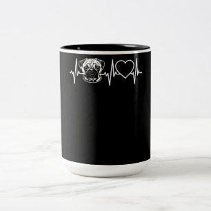 Cute Pug Dog Heartbeat Love Pug Zweifarbige Tasse