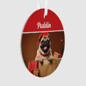 Cute Pug Dog Holiday Christmas Photo Ornament (Vorderseite)