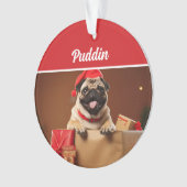 Cute Pug Dog Holiday Christmas Photo Ornament (Vorderseite)