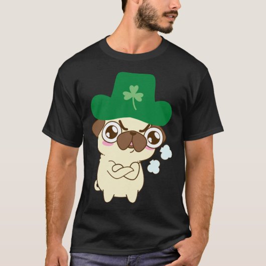 Cute Pug Dog St Patrick s Day  Dog St Patrick s Ha T-Shirt (Vorderseite)