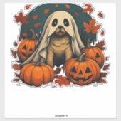 Cute Pug Dog With Pumpkins Fall Halloween Classic  Aufkleber (Blatt)