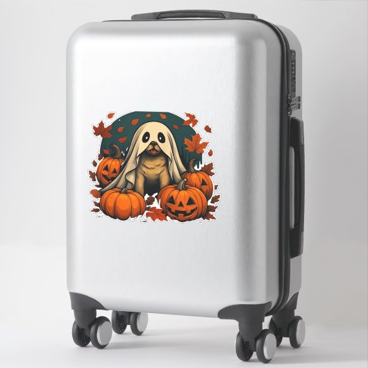 Cute Pug Dog With Pumpkins Fall Halloween Classic Aufkleber (Koffer)
