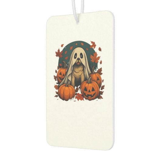 Cute Pug Dog With Pumpkins Fall Halloween Classic Autolufterfrischer (Links)