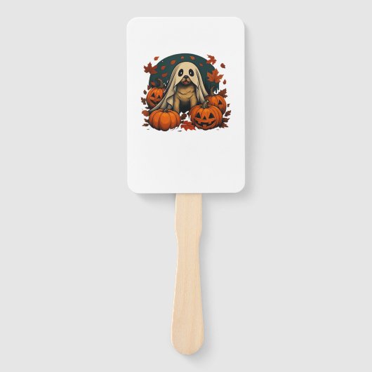 Cute Pug Dog With Pumpkins Fall Halloween Classic Fächer (Vorderseite)