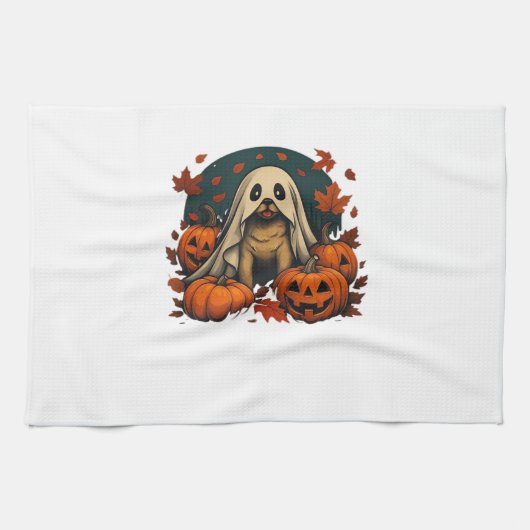 Cute Pug Dog With Pumpkins Fall Halloween Classic  Geschirrtuch (Horizontal)