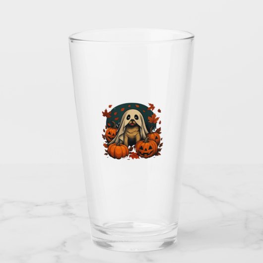Cute Pug Dog With Pumpkins Fall Halloween Classic Glas (Vorderseite)