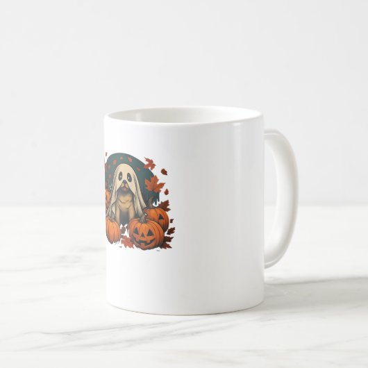 Cute Pug Dog With Pumpkins Fall Halloween Classic  Kaffeetasse (VorderseiteRechts)