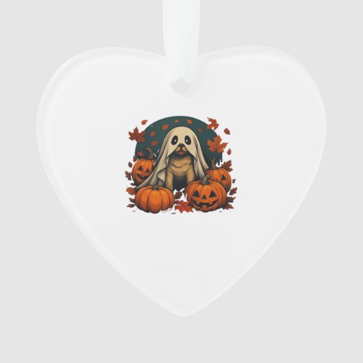 Cute Pug Dog With Pumpkins Fall Halloween Classic  Ornament (Vorderseite)