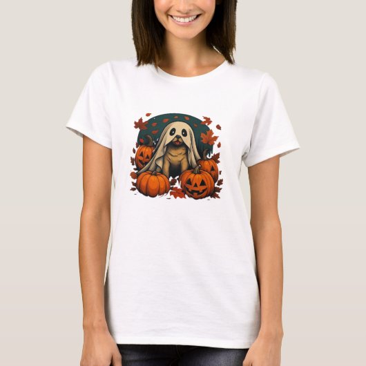 Cute Pug Dog With Pumpkins Fall Halloween Classic  T-Shirt (Vorderseite)