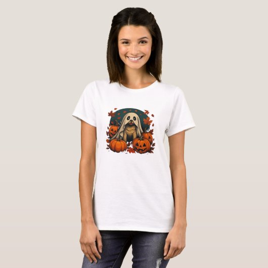Cute Pug Dog With Pumpkins Fall Halloween Classic  T-Shirt (Vorne ganz)