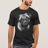 Cute Pug Dog with Turquoise Eyes in Ornate Design T-Shirt (Vorderseite)