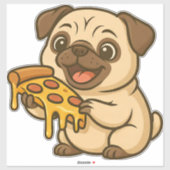Cute pug donut cartoon funny munching  aufkleber (Blatt)