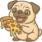 Cute pug donut cartoon funny munching  aufkleber (Vorderseite)