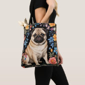 Cute Pug Elegant Colorful Floral Tasche (Von Nahem)