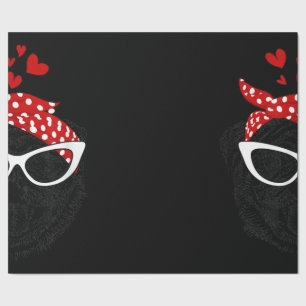 Cute Pug in a Headband With Glasses Ohrs Geschenkpapier