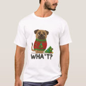 Cute Pug in Christmas Sweater with Funny T-Shirt (Vorderseite)