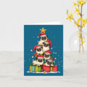 Cute Pug Le Dog Christmas Tree Xmas Hat Long Sleev Karte (Gelbe Blume)