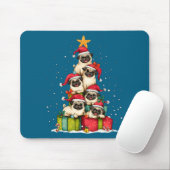 Cute Pug Le Dog Christmas Tree Xmas Hat Long Sleev Mousepad (Mit Mouse)
