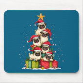 Cute Pug Le Dog Christmas Tree Xmas Hat Long Sleev Mousepad (Vorne)