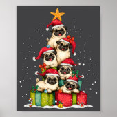 Cute Pug Le Dog Christmas Tree Xmas Hat Long Sleev Poster (Vorne)