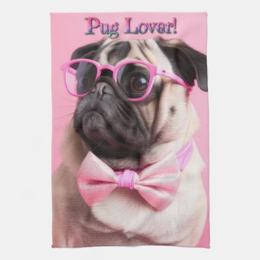 Cute Pug Lover Kitchen Towel Geschirrtuch (Vertikal)